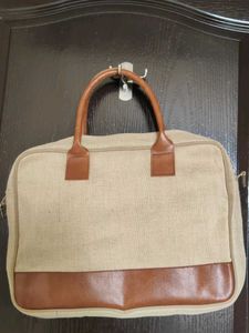 Stylish Canvas & Leather Laptop Bag