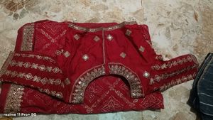 Designer red party wear saree