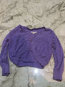 Lavender Cropped Knit Cardigan