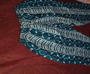 New Teal Kurta Set with Leaf Print