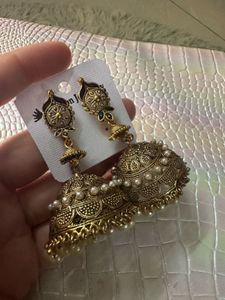 Vintage Rajasthani bridal Gold pearl Jhumka