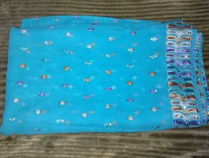 Blue Sequin Saree