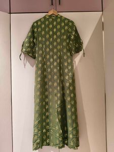 Green Kurta with Golden Print from Indya