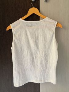 White Cut-Out Ribbed Tank Top