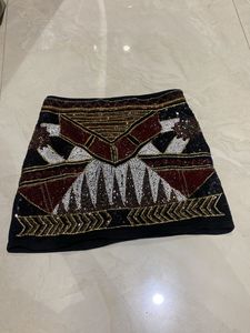 Beads and Stones Embellished Mini Skirt