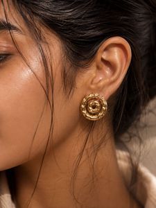 Chic Gold Spiral Hoop Earrings