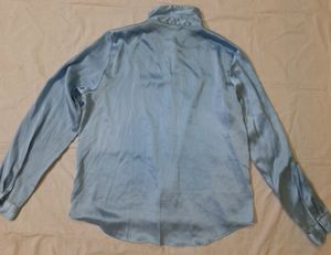 KAZO METALLIC BLUE SATIN SHIRT