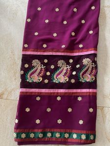 Beautiful Purple Saree with Embellishments