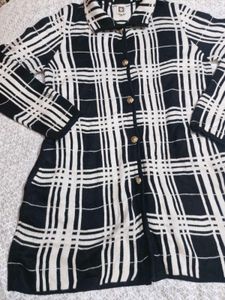 Chic Plaid Knit Sweater Jacket
