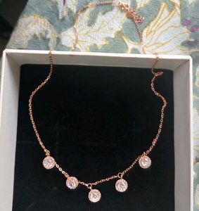 Rose Gold Necklace with Crystal Pendants SS925