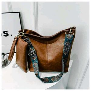 Stylish Brown Faux Leather Shoulder Bag