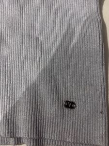 Grey Ribbed Half Zip Top