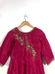 Pure Silk Dress In Dark Rose Pink