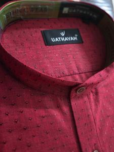 Men's Maroon Ethnic Kurta/Shirt