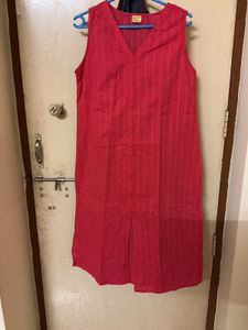 Vibrant Coral Kurta Set with Dupatta