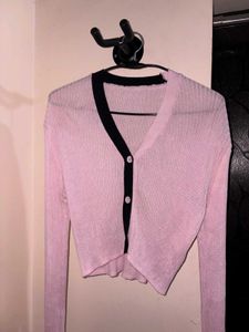 Pink Cropped Ribbed Top
