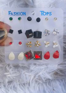 12 Pcs Studs Multicolour For Girls