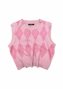 pink cute argyle patterned vest.