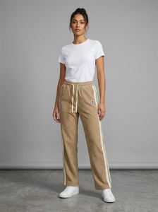 Tan Corduroy Track Pants with White Stripes