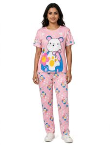 Cute Bear Pink Pajama Set