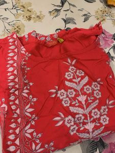Red Embroidered Kurta