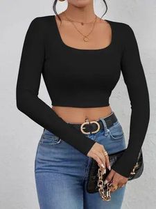 Black Long Sleeve Cropped Top