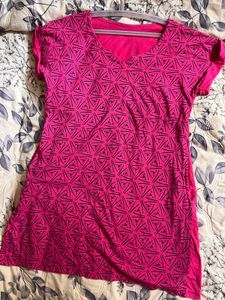 Vibrant Pink Geometric Print Dress