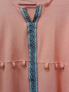 Beautiful Peach Colour V Shape Top For Girls