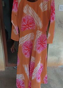 Beautiful Orange Tie-Dye Gown with Dupatta