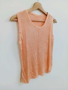 Peach Knit Sleeveless Top