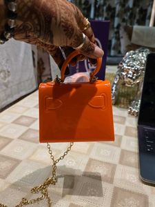 Orange Mini Chain Bag