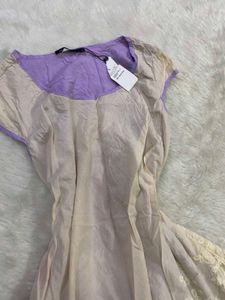 Lavender &amp; Cream Dual-Tone Embroidered  Dress