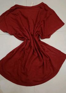 Maroon V-Neck Button-Up Top