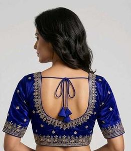 Royal Blue Heavy Gold work Blouse