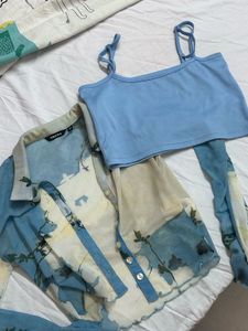 Sheer Floral Button-Up Crop Top