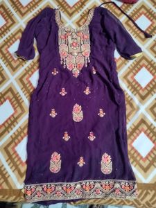 Designer Embroidered Purple Kurta
