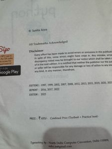 CS Python Sumita Arora Class 11th Book