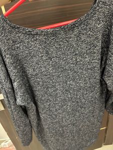 Grey Marled Zip Detail Top