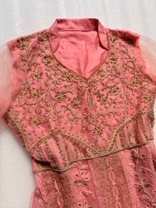 Elegant Pink Embroidered Gown