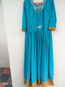 Stunning Teal Embellished Ethnic Gown