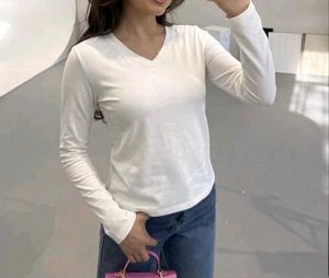 Classic White V-Neck Long Sleeve Top