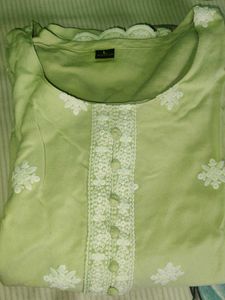 Lime Green Embroidered Kurta Set with dupatta