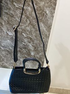 Graceful black Cut Work Women Handbag