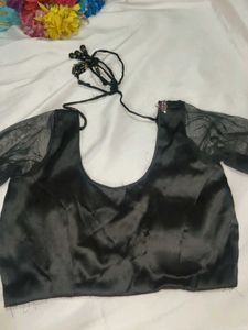 Sleek Black Satin Blouse