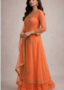 3 piece gown with embriodery shrug