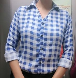 Blue Square Checked Shirt
