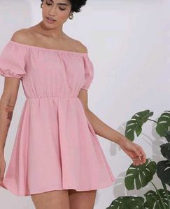 Sweetheart Pink Off-Shoulder Dress ( l size)