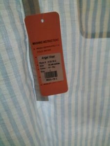 Light Blue And White Straps Formal Blouse