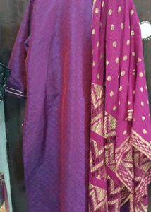 Purple Embroidered Kurti Set