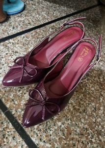 Elegant Burgundy Bow Stiletto Heels